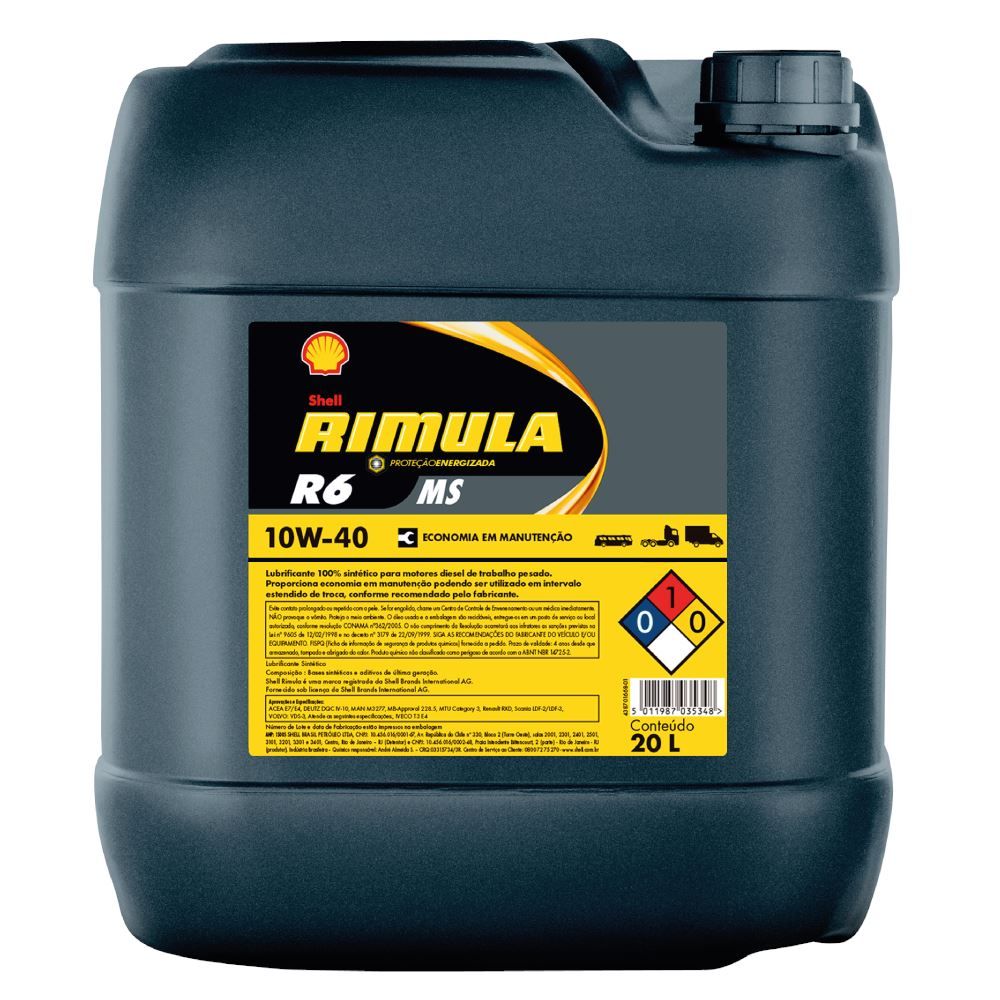 Óleo 10w40 Rimula MS R6 20L - Shell: Proteção e Eficiência p